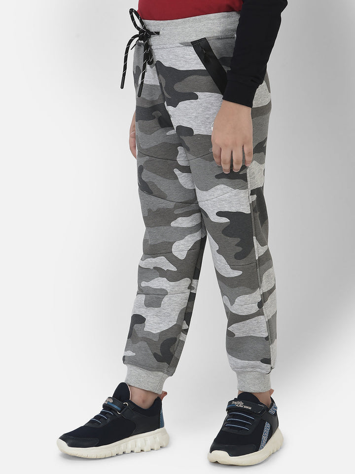 Grey Joggers in Camouflage Print 
