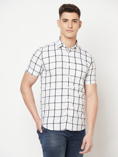 White Graph Checked Shirt - Men Shirts