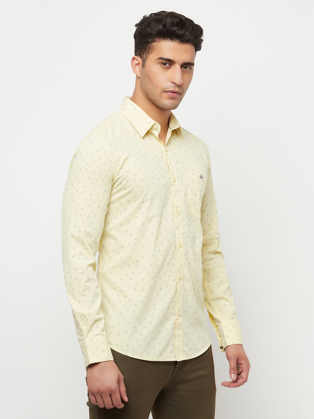 Yellow Floral Printed Shirt - Men Shirts
