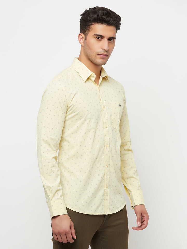 Yellow Floral Printed Shirt - Men Shirts