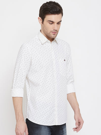 Printed White Button up Shirt - Men Shirts