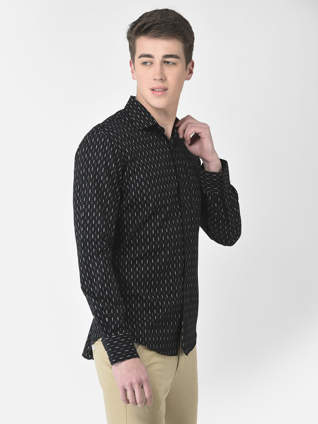  Black Geometric Print Shirt