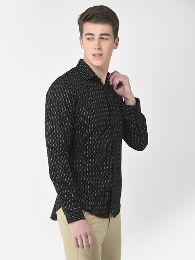  Black Geometric Print Shirt