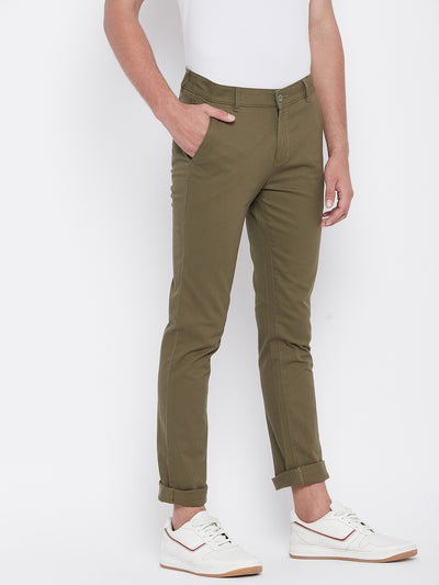 Beige Slim Fit Trousers - Men Trousers