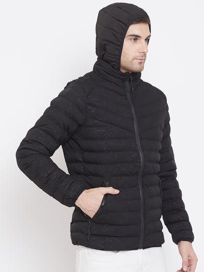 Black Solid Hooded Jackets-Mens Jacket-Crimsoune Club