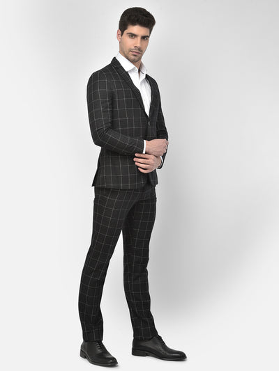 Black Checked Suit - Men Suits