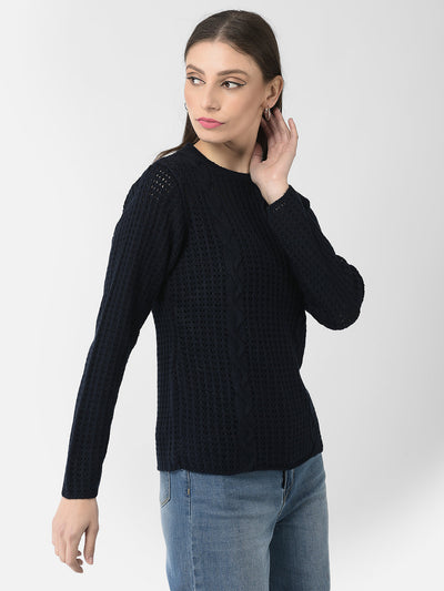  Navy Blue Embroidered Sweater 
