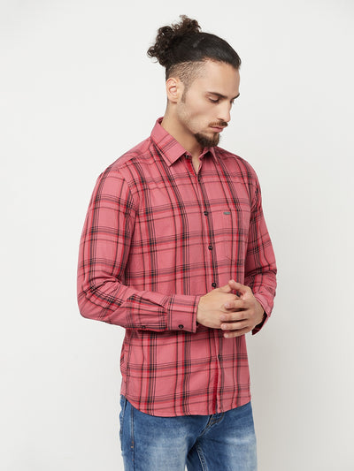 Pink Checked Casual Shirt - Men Shirts