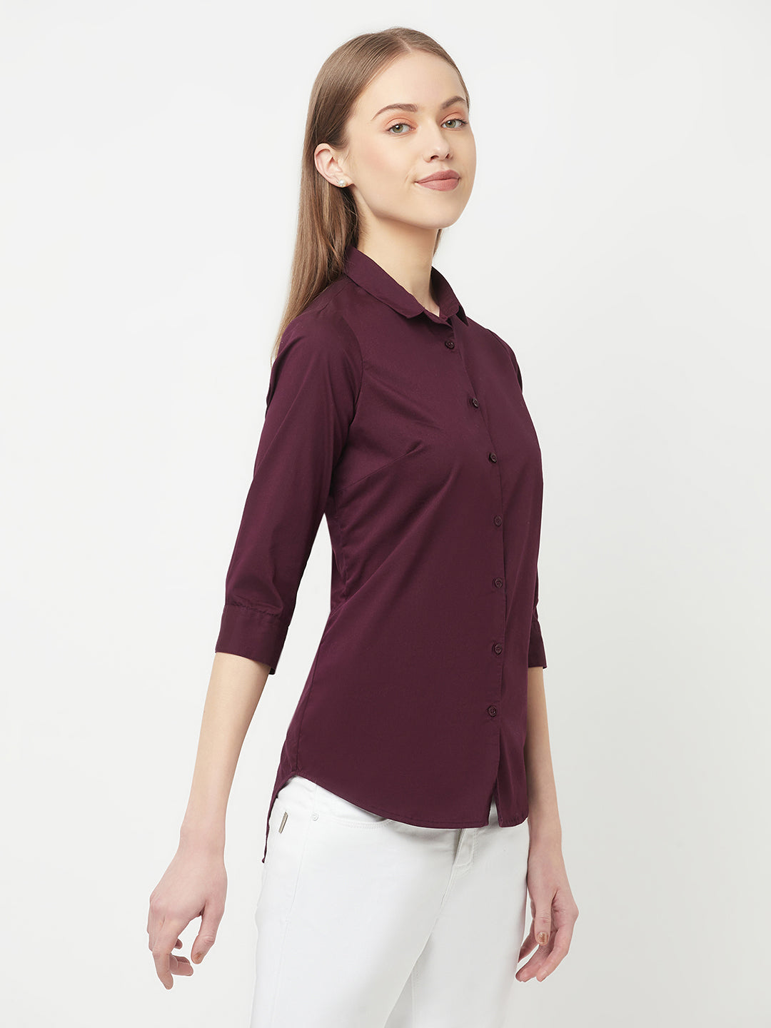 Maroon Casual Shirt - Women Tops