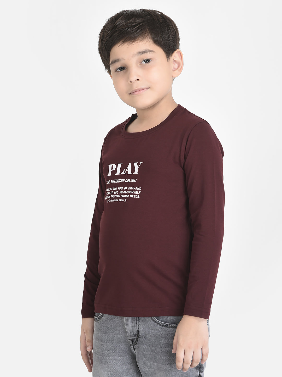 Maroon Typographic T-Shirt-Boys T-Shirts-Crimsoune Club