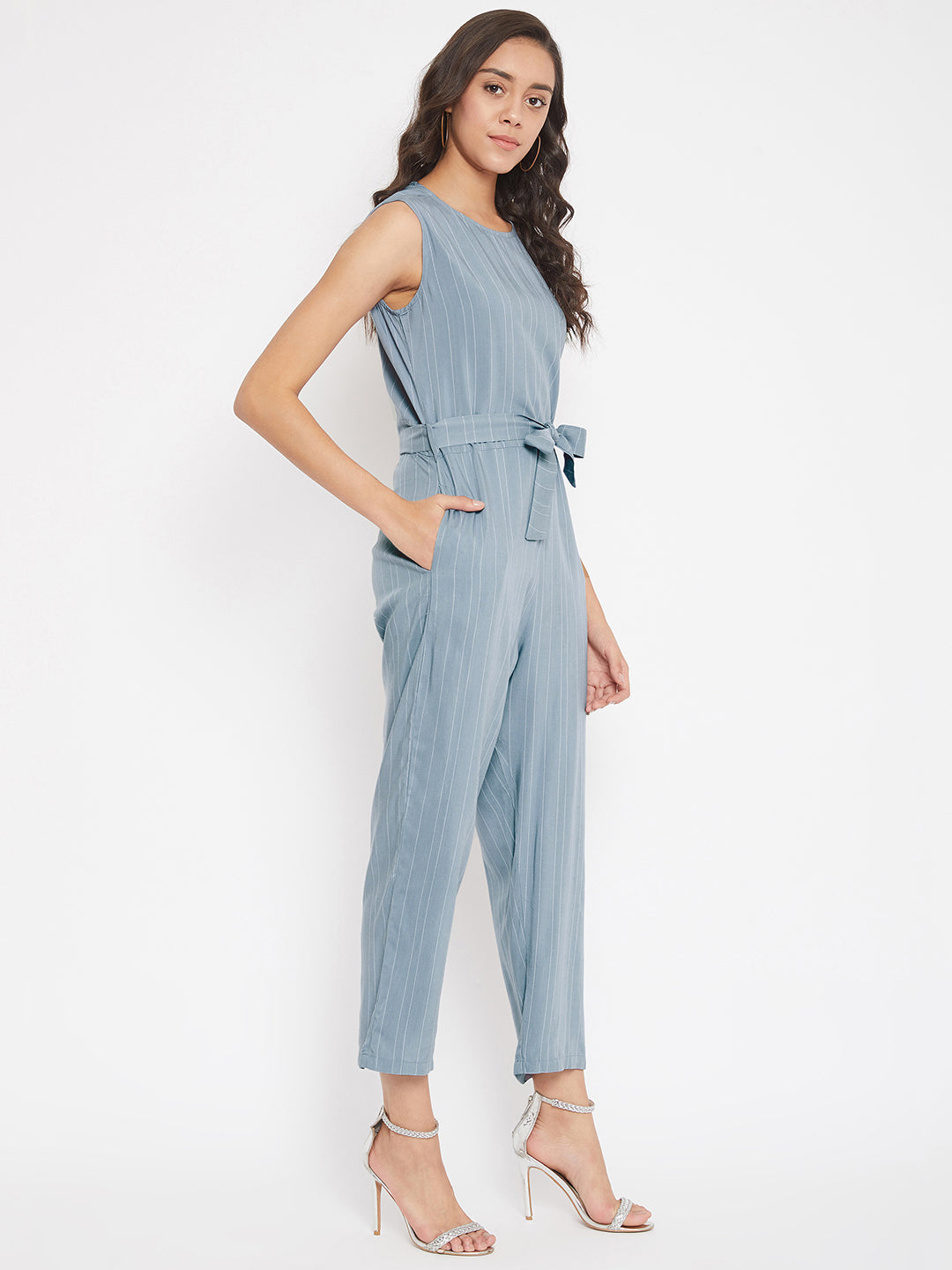 Blue Striped Jumpsuit - Women Jumpsuits