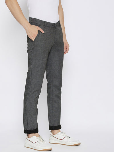 Grey Slim Fit Trousers - Men Trousers