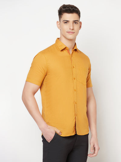 Mustard Linen Shirt - Men Shirts