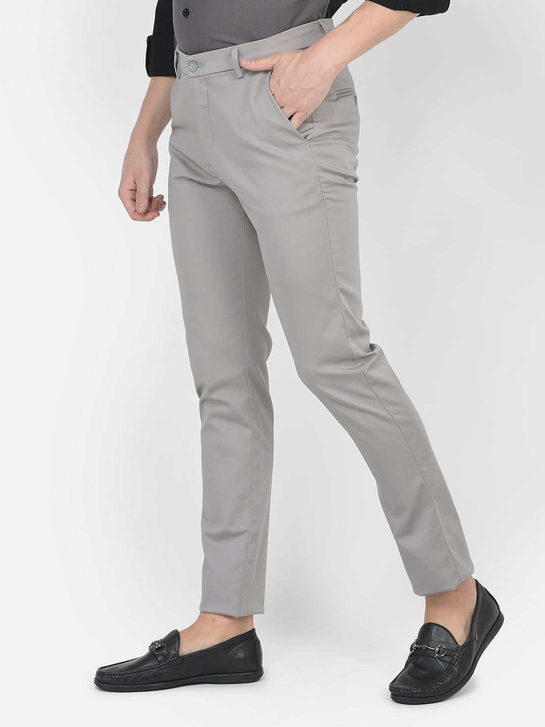   Grey Regular Rise Trousers