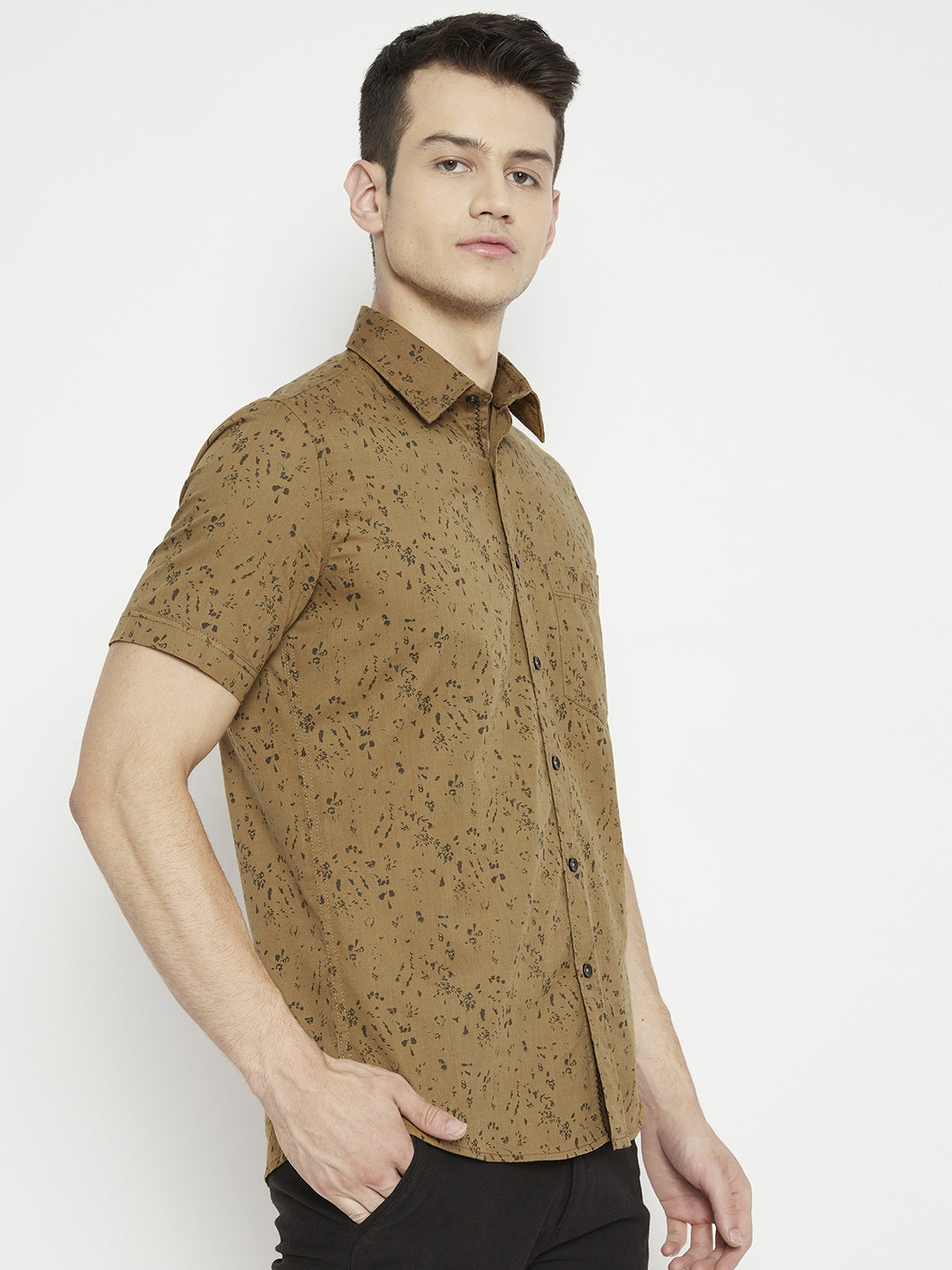 Brown Printed Slim Fit shirt - Men Shirts