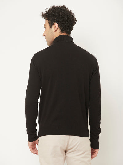 Black Sweater with High-Neck-Men Sweaters-Crimsoune Club