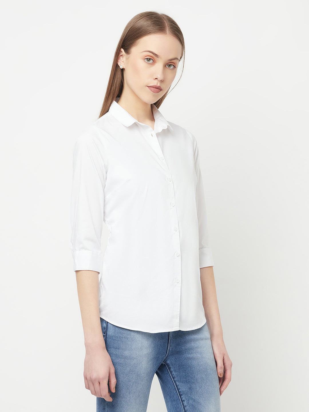 White Casual Shirt - Women Tops