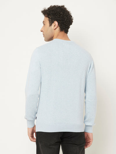 Light Blue Sweater in Pure Cotton-Men Sweaters-Crimsoune Club