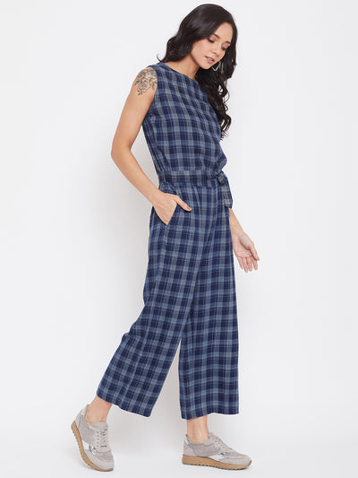 Checked Cotton Jumpsuit - Women Jumpsuits