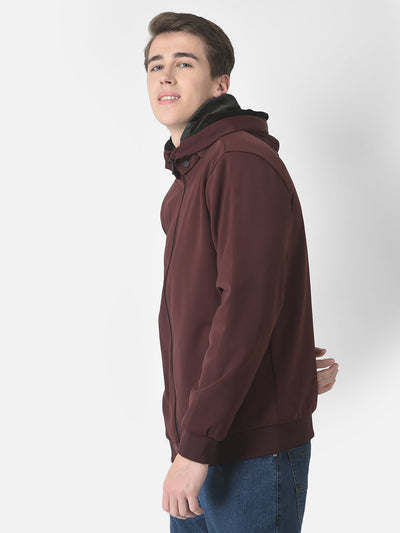  Maroon Removable-Hood Jacket