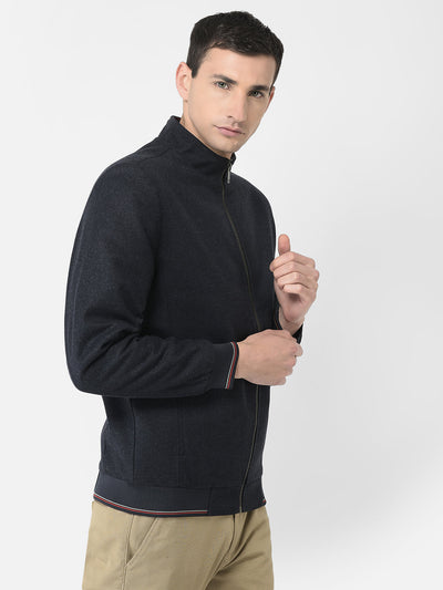  Navy Blue Solid Varsity Jacket