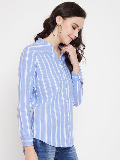 Striped Slim Fit V neck Casual Shirt - Women Shirts