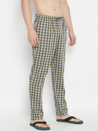 Olive Checked Smart Fit Lounge Pants - Men Lounge Pants