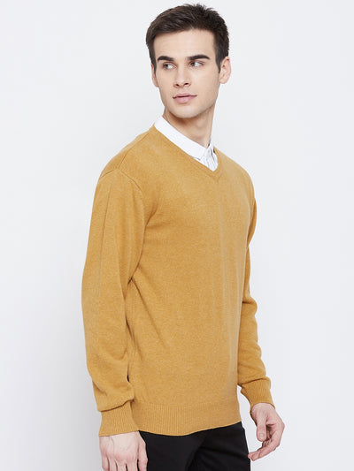 Mustard V-Neck Sweater - Men Sweaters