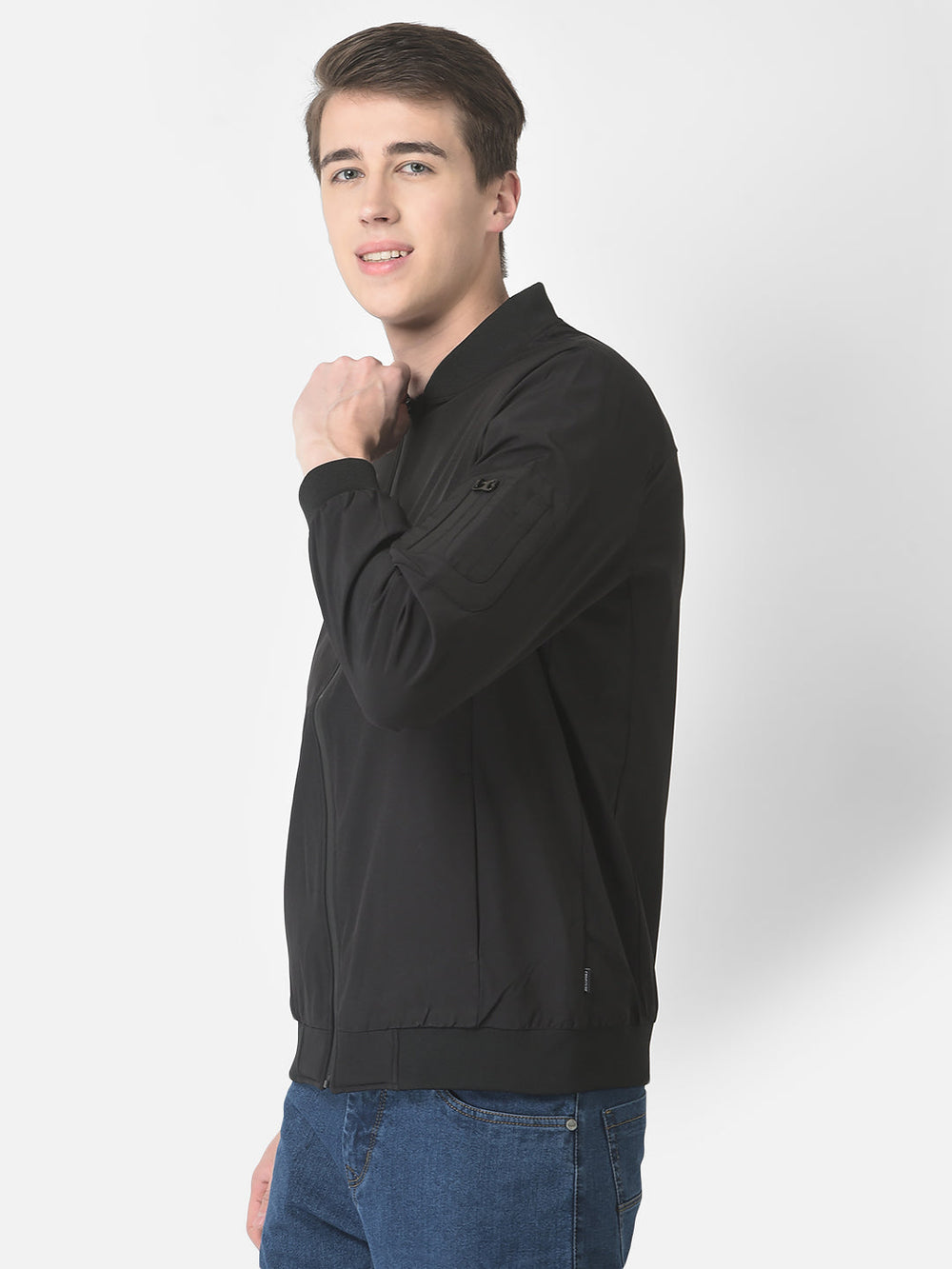  Black Slim Bomber Jacket