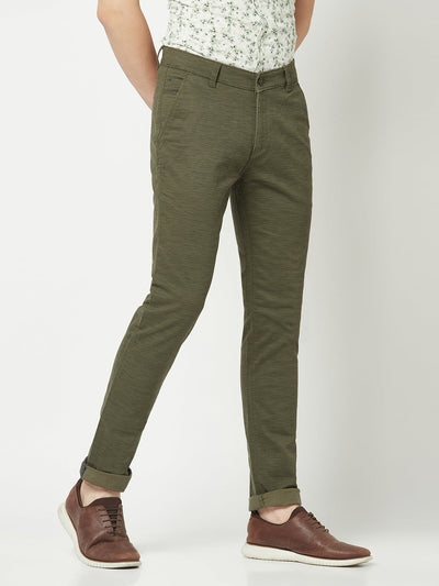  Olive Green Textured Trousers