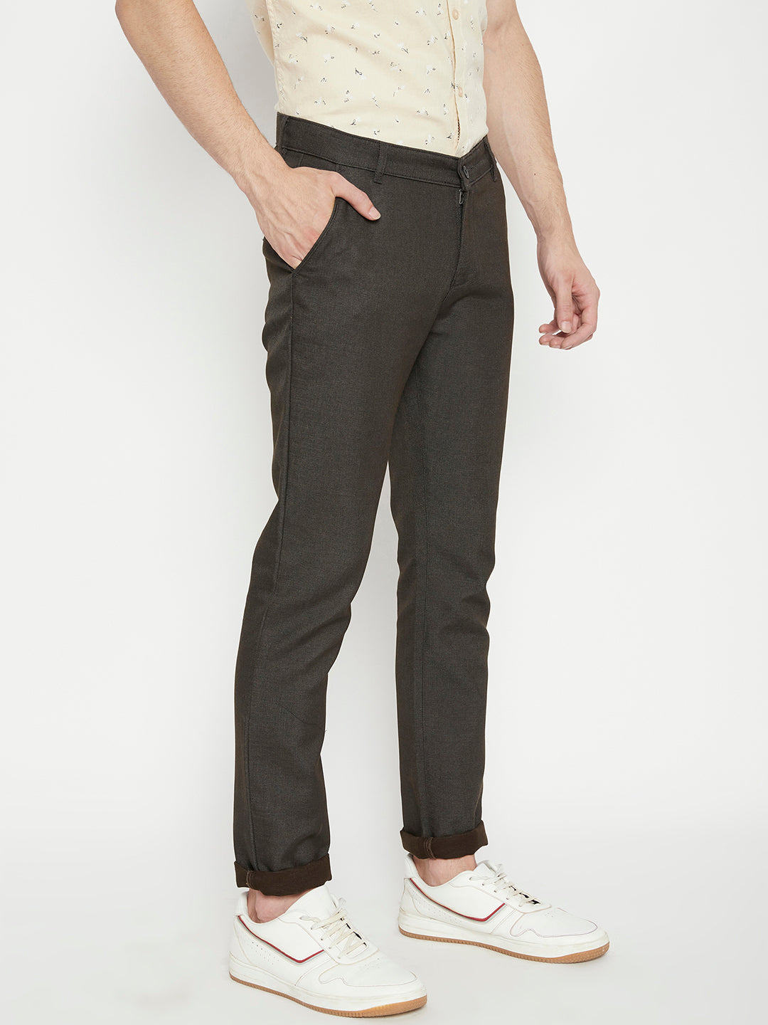 Charcoal Slim Fit Trousers - Men Trousers