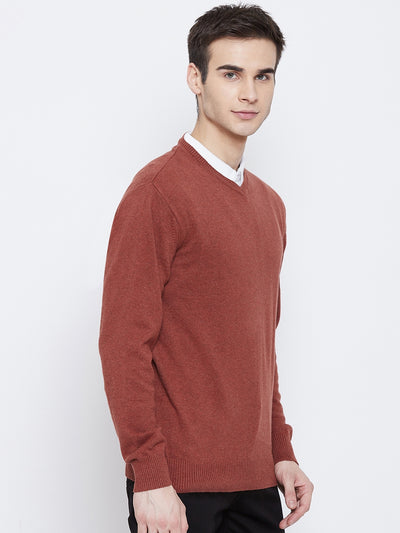 Maroon V-Neck Sweater - Men Sweaters