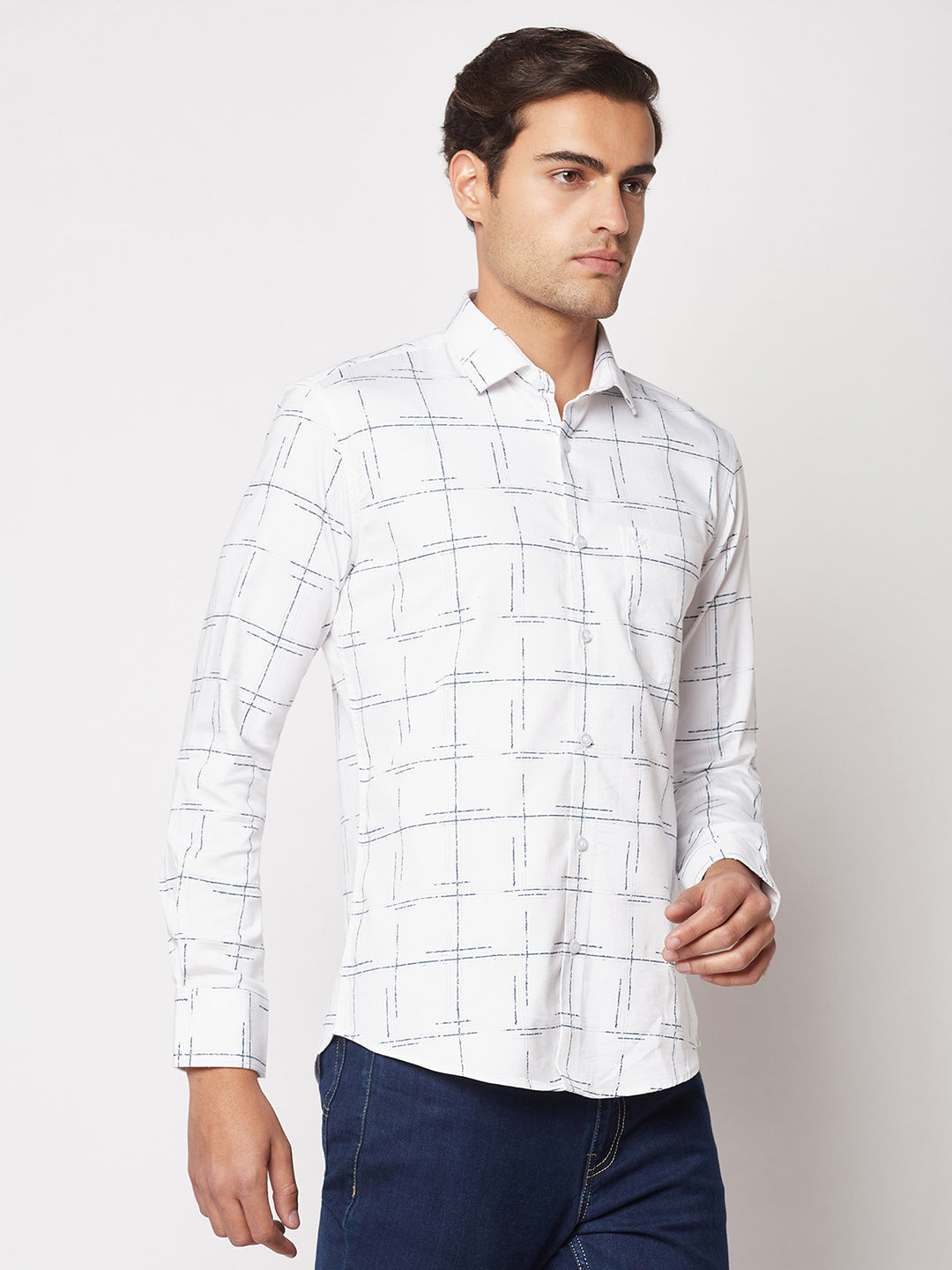  Abstract Print White Shirt