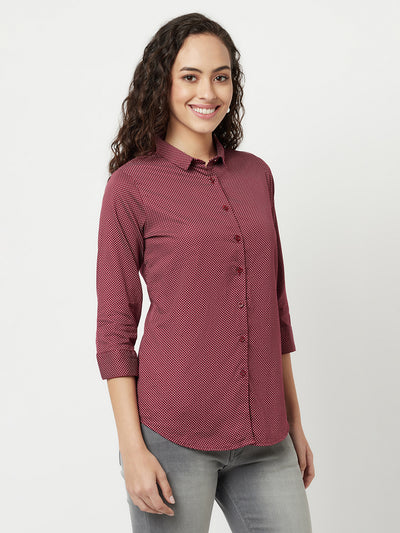 Maroon Printed Shirt-Women Shirts-Crimsoune Club