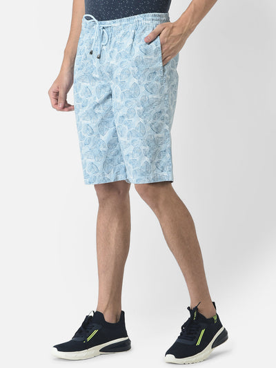 Blue Shorts In Floral Print 