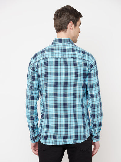 Blue Checked Casual Shirt - Men Shirts