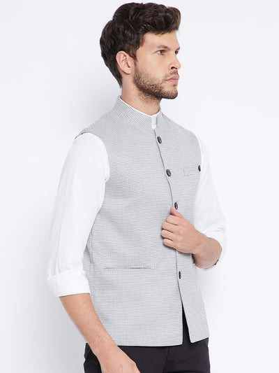 Grey Printed Waistcoat - Men Waist Coat