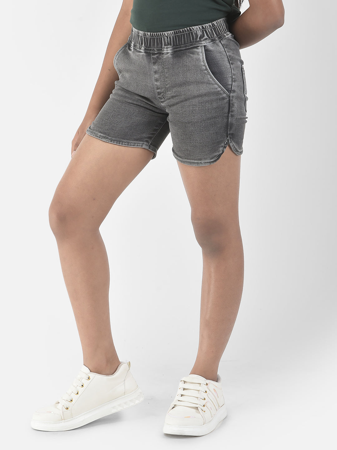   Charcoal Grey Denim Shorts