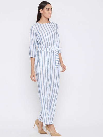 Blue Striped Jumpsuit - Women Jumpsuits