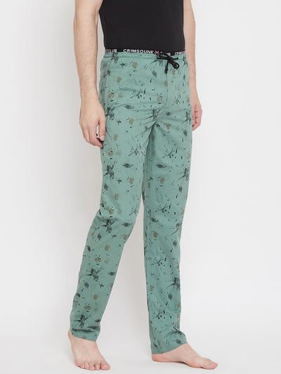 Green Printed Lounge Pants - Men Lounge Pants