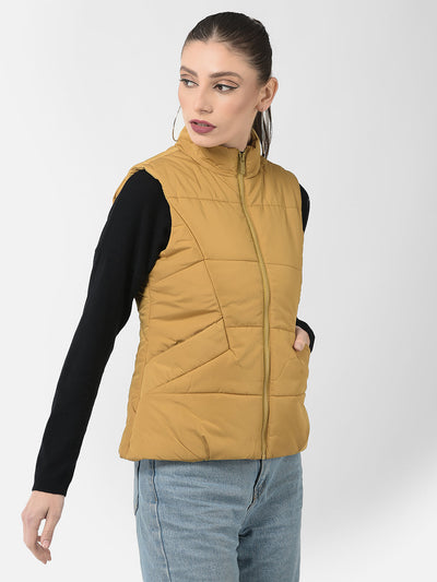  Mustard High-Neck Gilet Jacket 