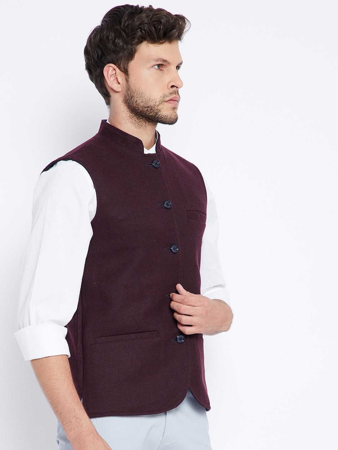 Maroon Reversible Waistcoat - Men Waist Coat