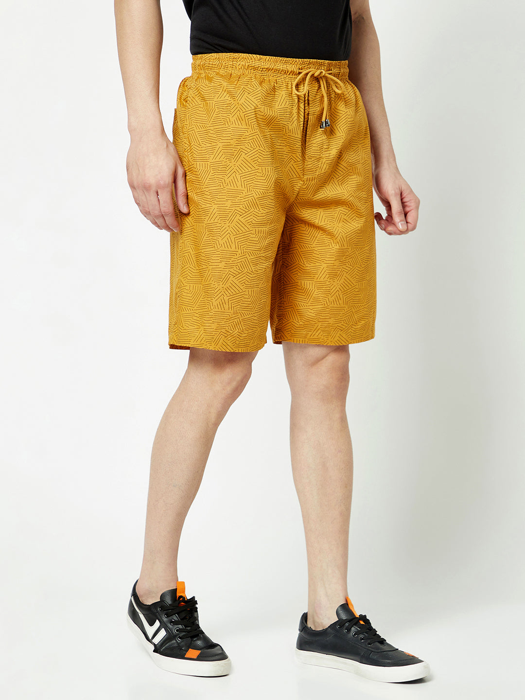  Mustard Abstract Print Lounge Shorts