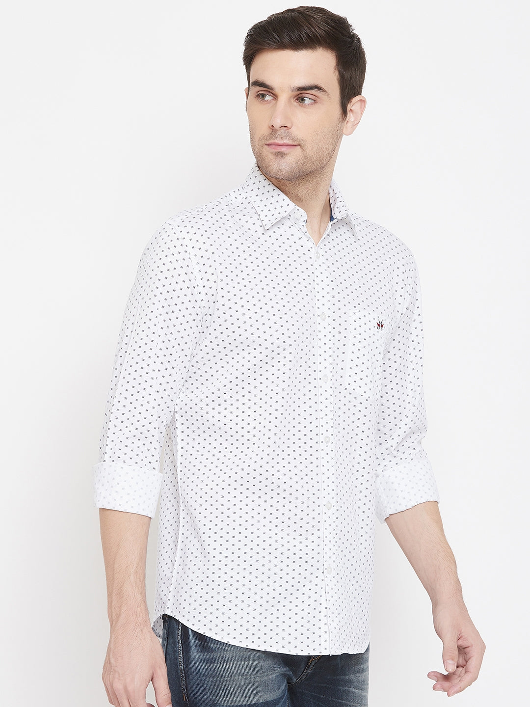 White Printed Button up Shirt - Men Shirts