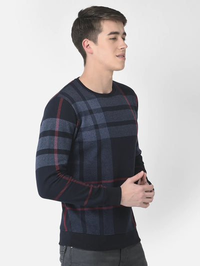  Navy Blue Checkered Sweatshirt 