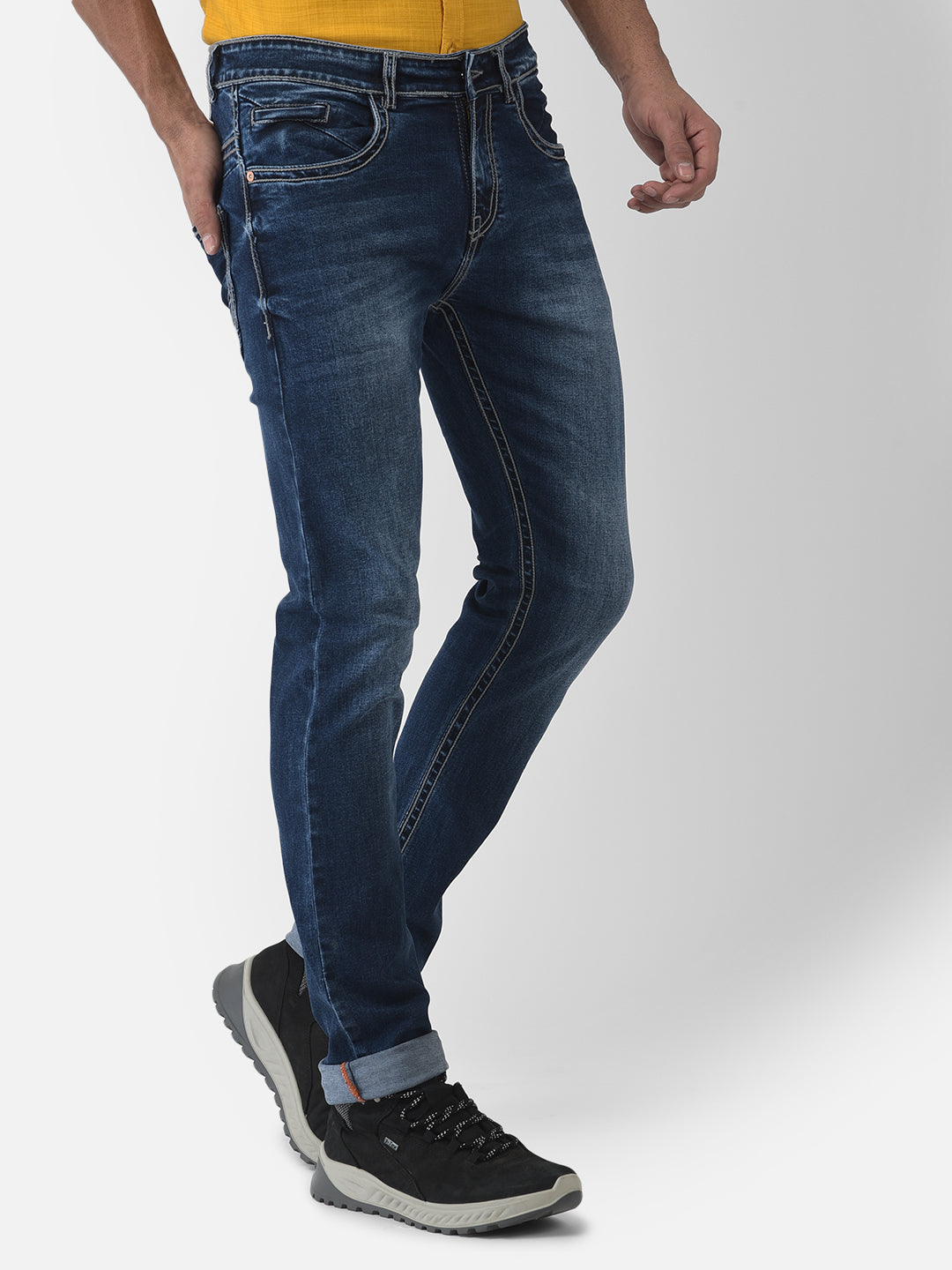 Navy Blue Light Fade Jeans - Men Jeans