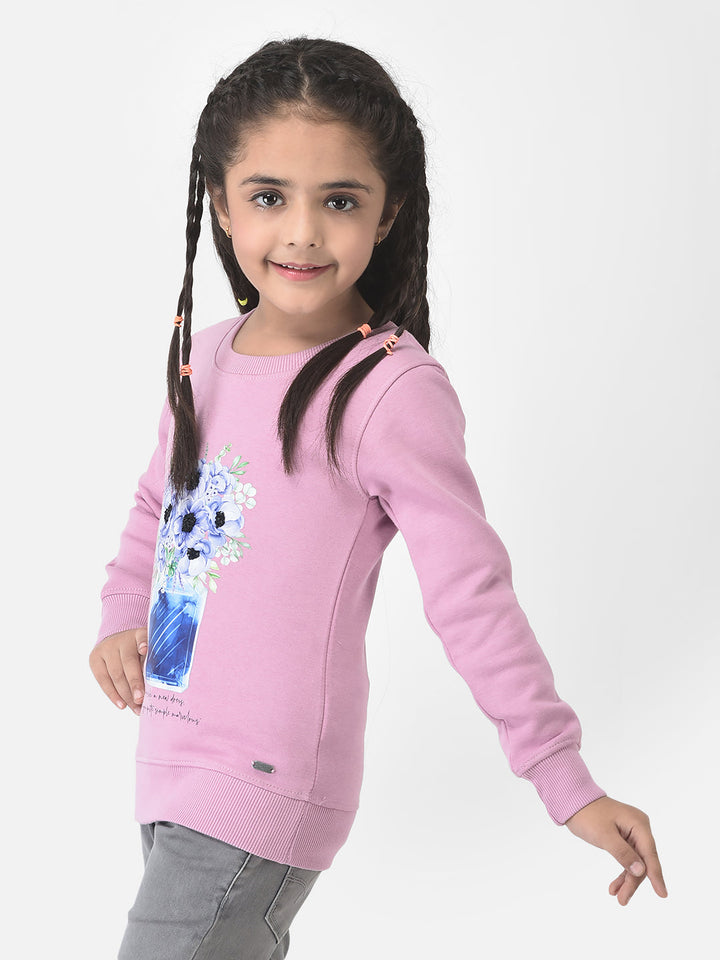  Mauve Sweatshirt with Graphic Detailing 