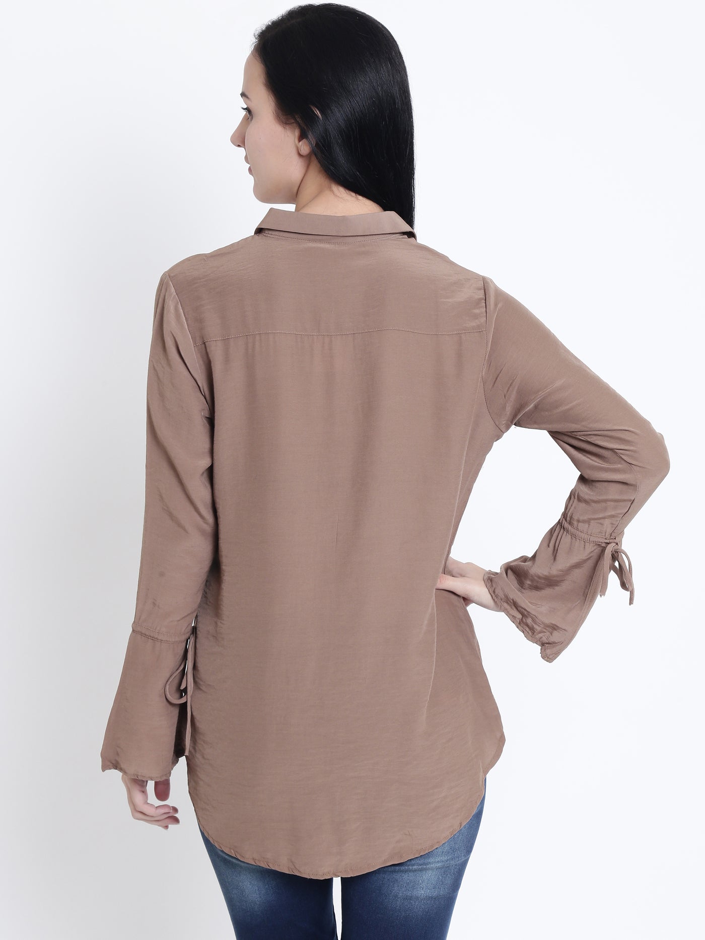 Beige Full Sleeves Shirt - Women Shirts