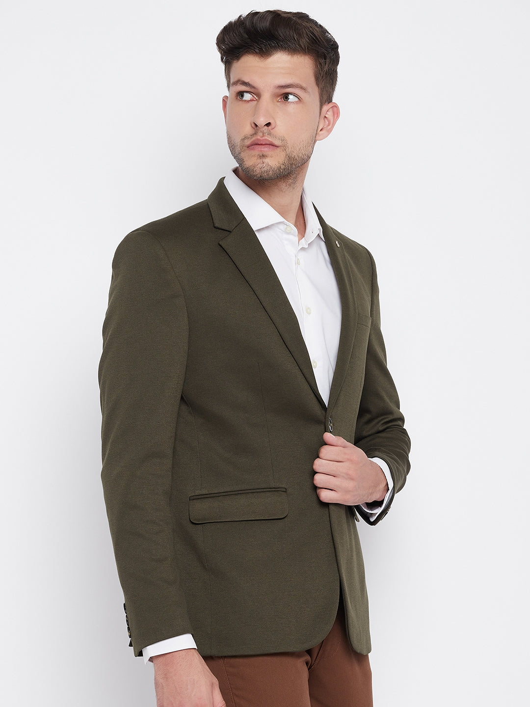 Brown Notched Lapel Blazer - Men Blazers