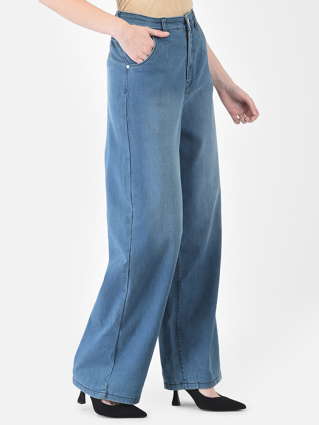 Blue Wide Leg Jeans - Women Jeans